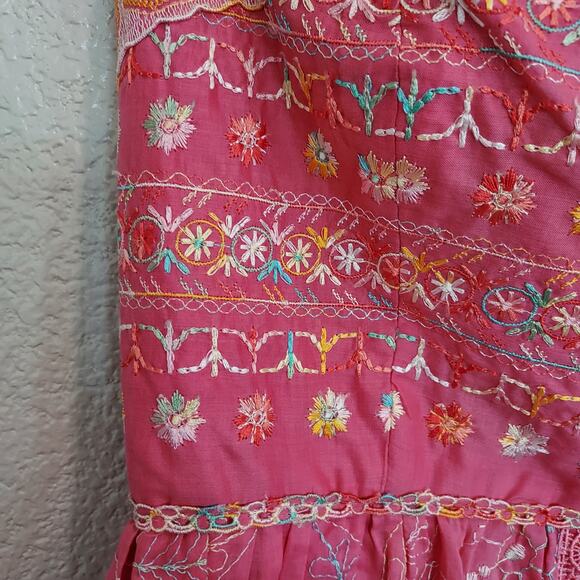 Cynthia Steffe Pink Embroidered Floral Tube Top Dress Size 10 - Picture 5 of 13